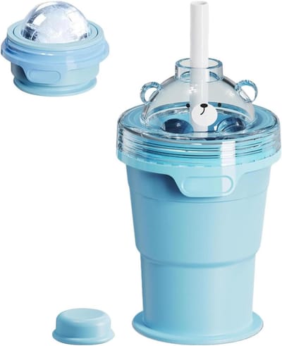 IJsblokjesvorm Beker | Opvouwbare Koude Drank Maker,IJsmaker Rietjesbeker,voor Reizigers Thuis Kantoor Feesten Kamperen Picknick Roadtrips Zwembad Appartement Camper Bar Club