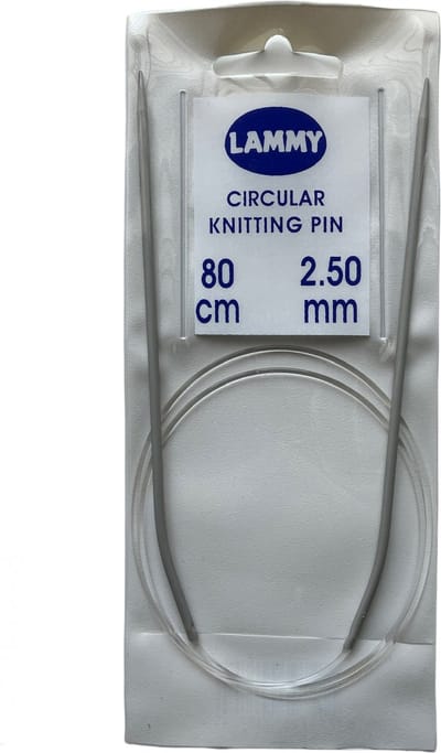 Rondbreinaald 2,5mm - Lammy Yarns - aluminium breinaald met touw - totaallengte 80cm