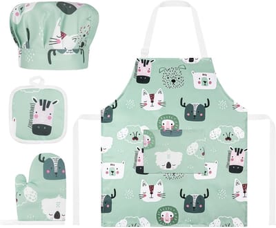 Verstelbare Keuken Schort voor Kinderen van 2-6 Jaar, Inclusief Pockets en Hoed voor Koken en Bakken, Perfect voor Creatieve Kookavonturen