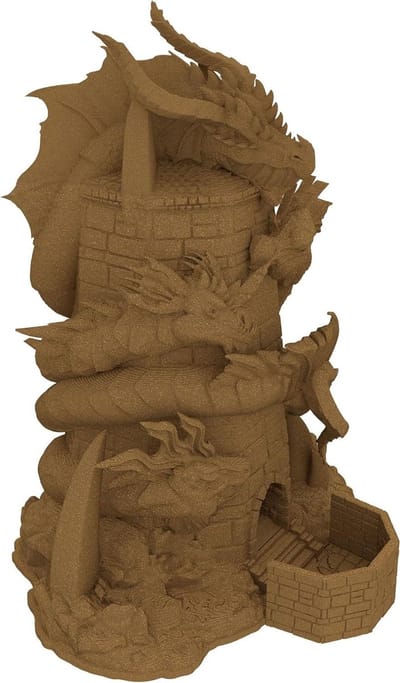 Dobbelsteen Toren - Dobbel Toren - Spel Avonden - 3D Geprint - 26 cm Hoog - Goud