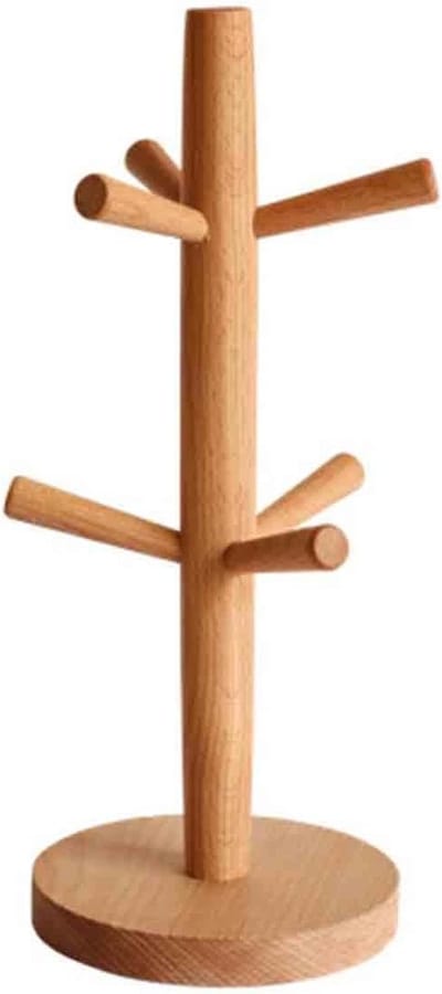 Bekerhouder Hout - Mokkenrek Takhaken - Keuken Organiseren - Ruimtebesparend Design - 450 Gram - Natuurlijk Hout