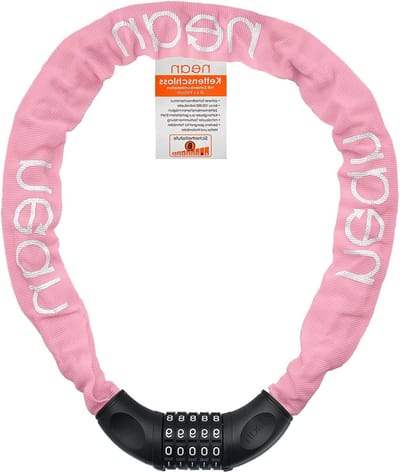 Fietsslot met cijfers kettingslot voor fiets - code combinatieslot - stalen kettingschakels - 6 mm x 900 mm roze kettingslot