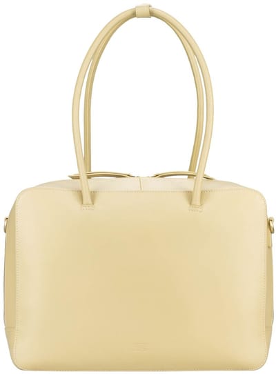 JOST Leren schoudertas met laptopvak Rania Bowling Bag Business Buttermilk Lichtgeel