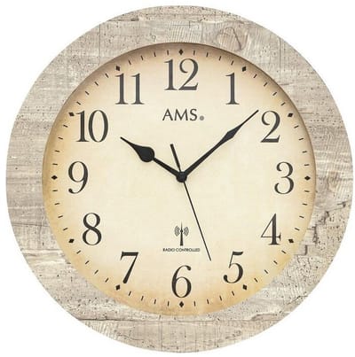 AMS W9651 - Wandklok - Analoog - Rond - Glas - Bedrukte wijzerplaat - Multikleur - 40 cm ø