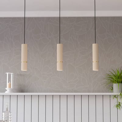 EGLO Hanglamp Caminia, zandkleurig, lengte 77 cm, staal, 3-lamps.