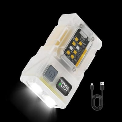 Générique Pocket Flashlight, Handheld Flashlight Fluorescentie, Multi-Mode Licht Draagbare Magnetische , Draaibare Clip Hoofdlamp Oplaadbaar voor Werken, Kamperen, Zelfverdediging, Wandelen