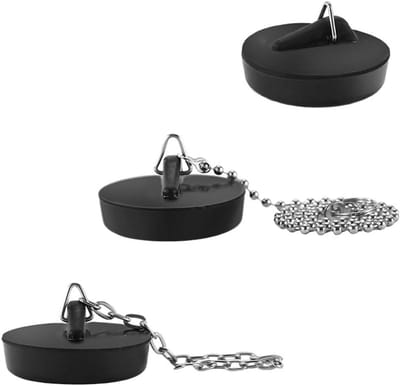 Wastafelstoppen Set - Afvoerpluggen - Badkamer Keuken - Met Ophangkettingen - Universeel 40-45mm - Zwart