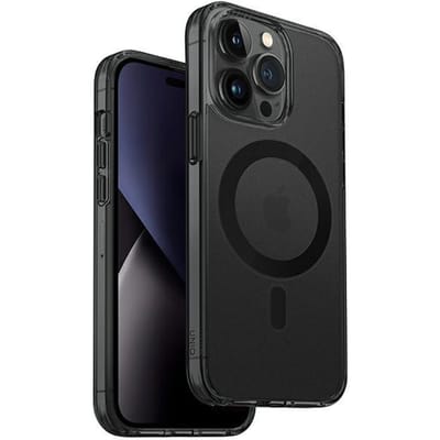 UNIQ LifePro Xtreme - Hoesje voor iPhone 14 Pro Max - Magclick Opladen - Smalle Design - Zwart/Smoke Frost