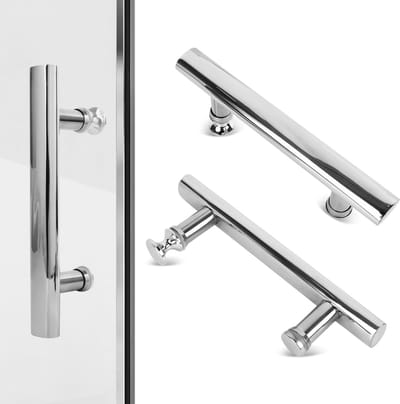 2 stuks - Deurkruk - Deurgreep - Handgreep - Douchedeurgreep - Badkamerdeurgreep - Glazen deurgrepen - Schuifdeurgreep - gatafstand 145 mm - roestvrijstalen vervangende deurgrepen - voor douchecabines, schuifdeur, duw-trek glazen deur - zilver