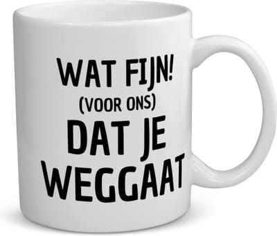Akyol - wat fijn dat je weggaat koffiemok - theemok - Afscheid bedank cadeau - collega's - werk - afscheidscadeau - verjaardagscadeau - 350 ML inhoud