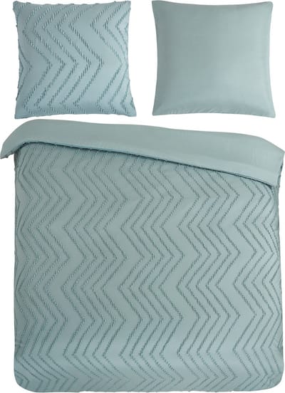 Pure dekbedovertrek luxe zizag biezen/ borduursels - 2 persoons 200x200/220 cm - Groen - Microvezel