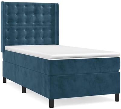 vidaXL - Boxspring - met - matras - fluweel - donkerblauw - 90x190 - cm