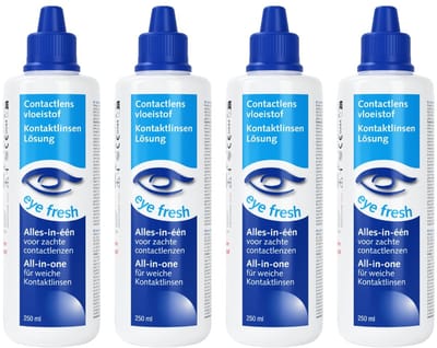 Eye Fresh 4 x 250 ml - Alles-in-één Lenzenvloeistof voor zachte contactlenzen - Voordeelverpakking