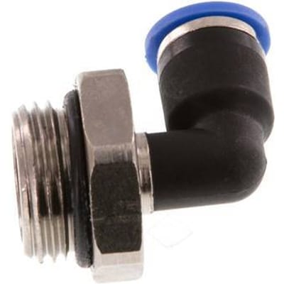 6mm x G3/8'' 90 graden L-verbinding Messing/PA 66 Insteekfitting Buitendraad Draaibaar NBR [2 Stuks]