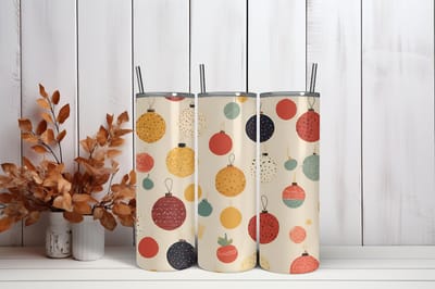 Thermosbeker Kerstballen - 600 ml RVS Tumbler met Rietje - Cadeau - Schoolbeker - Antilek dop - Vaatwasserbestendig - Werkbeker - To go beker - Zomaar