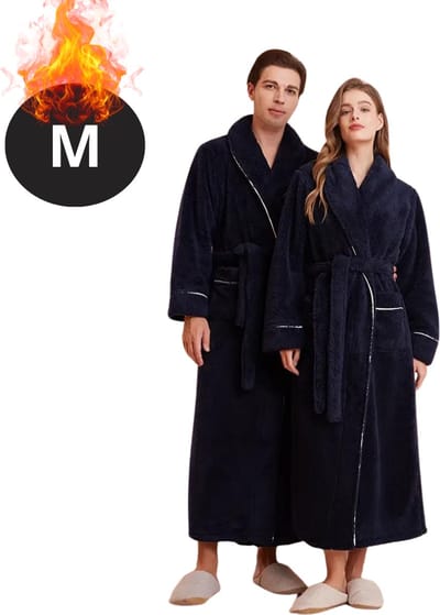 Bovista Badjas Heren - Fleece - Katoen - Badstof - Sauna - Hamam - Wafel - Bathrobe - Duster - Ochtendjas - Spa - Kimono - Blauw M