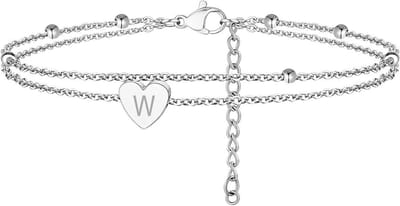 Stalen enkelband met letter W - Persoonlijke en stijlvolle accessoires voor elke gelegenheid