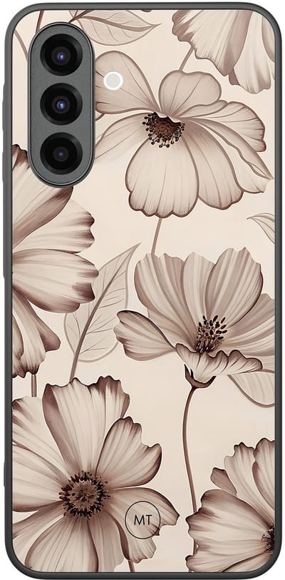 Hoesje geschikt voor Samsung Galaxy A26 - Sand flowers - TPU Hard Case Backcover - Beige - Mooie Telefoonhoesjes