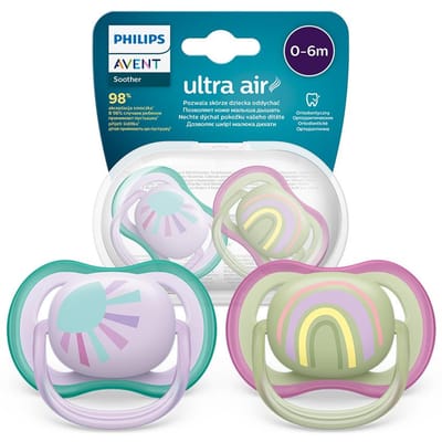 Philips Avent fopspenen Ultra Air - 0-6 maanden - Meisje - 2 stuks - Extra luchtgaten - BPA-vrij
