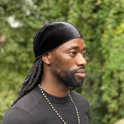 Fluwelen Durag / Velvet Du-rag / Do-rag / Bandana AfricanFabs® - Unisex - Zwart - Waves