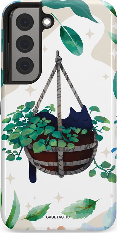 Casetastic Hoesje Geschikt voor Samsung S22 - Stijlvolle Beschermende Duo-layer Case - Hangkat