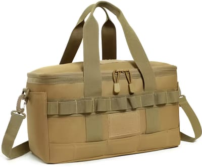 CarryQuest® - Geïsoleerde Koeltas - Lunchtas - Outdoor Zware Lunchtas - Outdoor Lunchbox - Thermische Isolatie + Mesh Pocket - Koeltas - Picknick Tas - Khaki