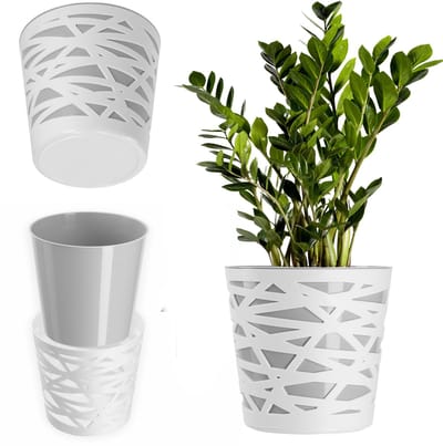 KADAX Bloempot, sierpot, ronde sierpot van kunststof, plantenbak voor bloemen, planten, balkon, bloempot voor binnenshuis, lichte plantenbak, moderne bloempot (13 cm, grijs)