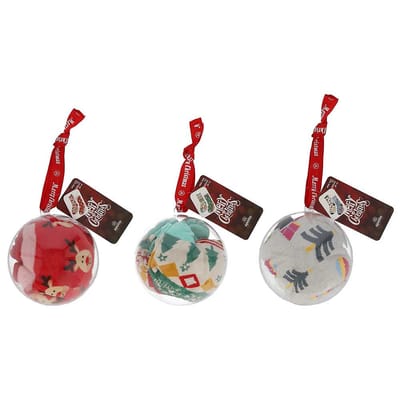 Kerstsokken dames in kerstbal - 6-Pack - Multi Fashion - Maat 36/41 - 3 kerstballen - kerst sokken - sokken kerstmis - kerstsokken decoratie