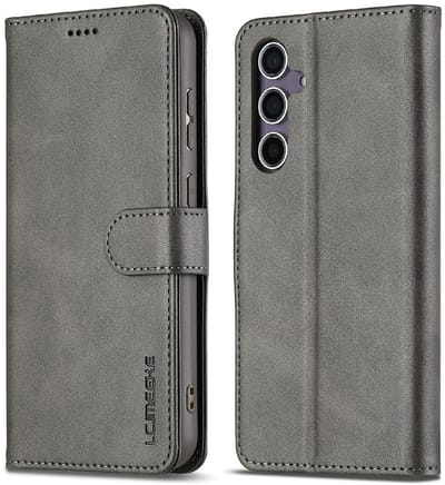 LC.IMEEKE Hoesje - Geschikt voor Samsung Galaxy S25 FE Hoesje - LC.IMEEKE Luxe Book Case - Grijs