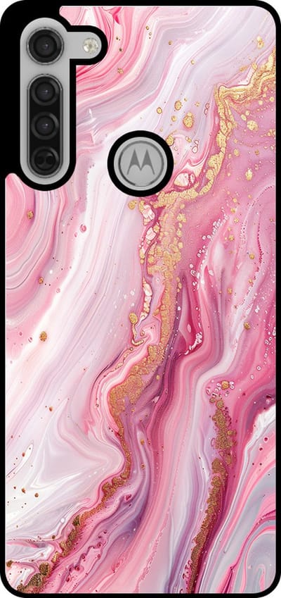 Smartphonica Telefoonhoesje Geschikt voor Motorola Moto G8 met marmer opdruk - TPU backcover case marble design - Roze geschikt voor Motorola Moto G8