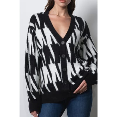 French Connection Hadlee Jessika Cardigan Black Winter White Maat: S | Sweaters Outlet | Dames | Zwart