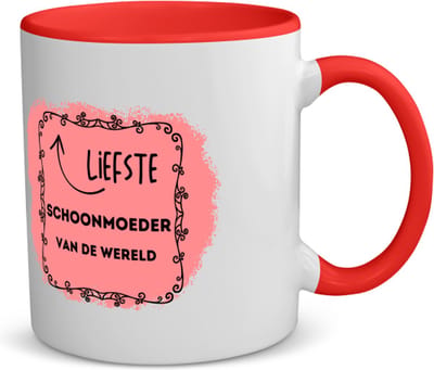 Akyol - de liefste schoonmoeder van de wereld koffiemok - theemok - rood - Schoonmoeder - de liefste schoonmoeder - moeder cadeautjes - moederdag - verjaardag - geschenk - kado - 350 ML inhoud