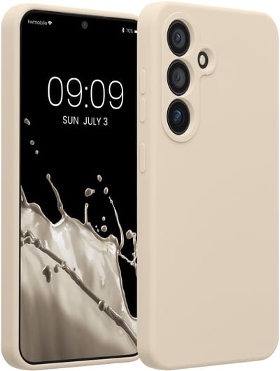 kwmobile telefoonhoesje geschikt voor Samsung Galaxy S25 - TPU backcover met siliconen coating - Smartphone case in mat crème