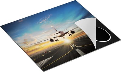 Chefcare Inductie Beschermer Vliegtuig met een Landing op de Luchthaven - 60x50 cm - Afdekplaat Inductie - Kookplaat Beschermer - Inductie Mat