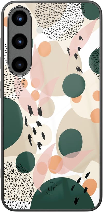Hoesje geschikt voor Samsung Galaxy S25 - Abstract painted - Luxe Glazen Hardcase - Print / Illustratie - Multi