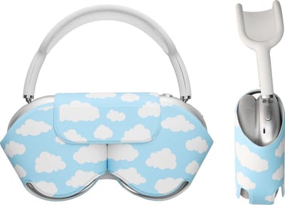 kwmobile over-ear koptelefoon cover compatibel met Apple AirPods Max / AirPods Max 2 hoesje - Polyester hoofdtelefoon case - Zachte koptelefoonhoes - Wolken en lucht design