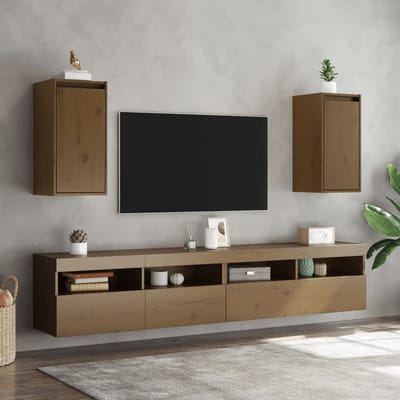 vidaXL - Wandkasten - 2 - st - 30x30x60 - cm - massief - grenenhout - honingbruin