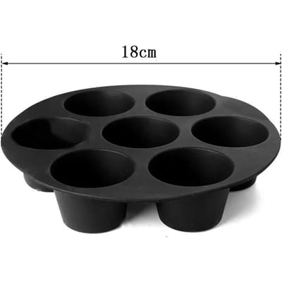 7-gaats Cake Cup Airfryer Accessoires Circulaire Pannenkoek Cup Vorm Magnetron Bakvorm Bakken Bakplaat Cake Gereedschap black