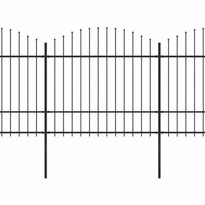 vidaXL - Tuinhek - met - speerpunt - staal - 1172x175 - cm - zwart
