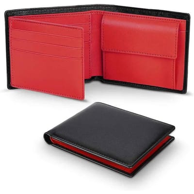 Portefeuilles minces à trois volets pour hommes 100 % cuir véritable avec poche à monnaie et fenêtre pour carte d'identité Portefeuille minimaliste pour hommes