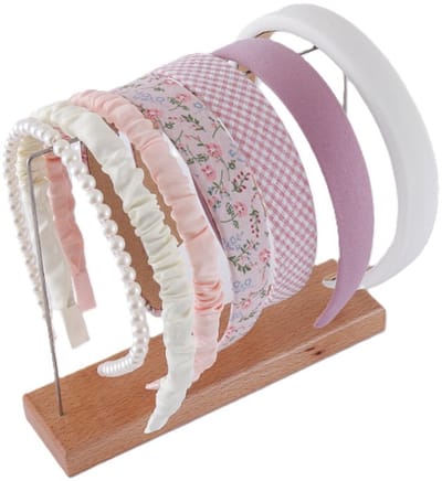 7 Delige Diadeem - elegante diadeem set in crème, roze en bloemmotief - Hoofdband – Haarband - Antislip bloemenhoofdbanden - Schattige parel-hoofdbanden - Bandana-haaraccessoireset - LOUZIR
