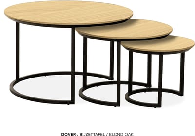 Maxfurn - Set van 3 ronde salontafel | kleur: Blond oak