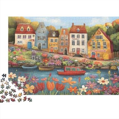 Legpuzzel Dorp - Puzzel voor volwassenen Familiepuzzel - Ontspanning en entertainment - Kleurrijke dorpscène - 1000 stukjes - Multicolor
