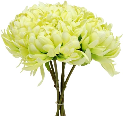 Boeket chrysanten kunstcrème, geel 28cm 6st