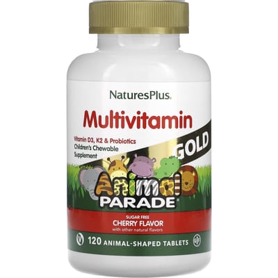 Source Of Life Animal Parade Gold, Kauwbaar Multivitamine- en Mineralensupplement voor Kinderen, Natuurlijke Smaakstoffen, Tabletten in Dierenvorm, 120 Tabletten