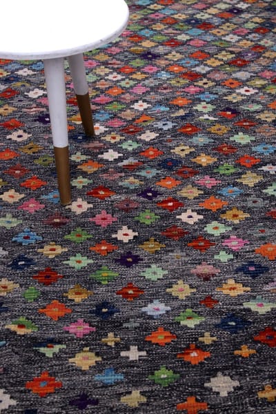 Kleurrijk Tapijt Laagpolig Handgeweven Wollen Vloerkleed - Koho Afghan Kelim 238x174 - 238x174cm- Modern - Woonkamer - Salon - Slaapkamer - Eetkamer
