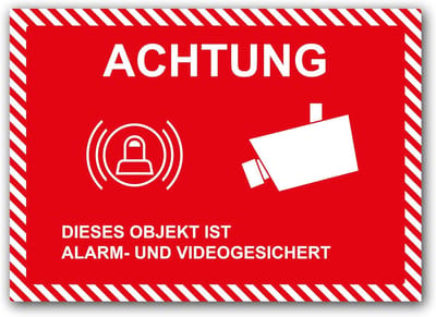 Veiligheidsstickers Set - Waarschuwingslabels - Beveiliging - UV-bescherming Krasbestendig - Formaat A4 - Alarm Video Beveiligd