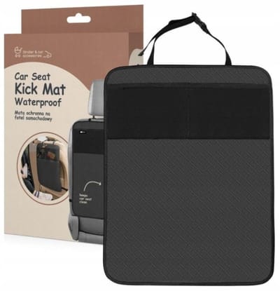 Sipo - Auto Stoelbeschermer Kind - Kick Mat Auto Achterbank - Beschermmat Autostoel met Opbergvakken - Universele Rugleuning Beschermer - Waterafstotend - ca. 61 x 43 cm - Zwart