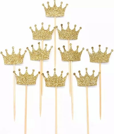 Akyol - Koning prikkers - cocktailprikkers -Kroontjes prikkers -prinsessen prikkers-prinsen prikker -cup cake prikker kroon- 10 stuks - cake - taart -verjaardag cup cake topper kroontjes -cocktail prikker -cocktailprikker kroon-koningin -verjaardag t