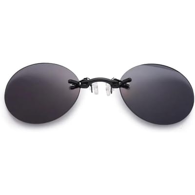Clip-on zonnebril voor heren, ronde vorm, randloos, Matrix Morpheus zonnebril, mini frameloze klassieke herenbril met UV400-bescherming.